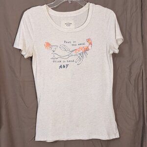 Abercrombie & Fitch Feet in Sand Drink in Hand Women's T-shirt Vintage Rare - M